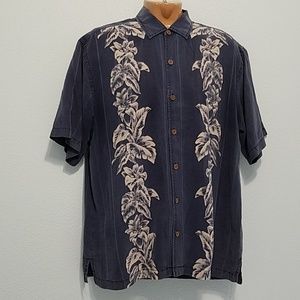 Tommy Bahama Size L Hawaiian  Shirt Blue Floral